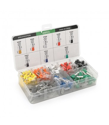 Набор клемм/наконечников 400шт(E0506y-100.E0508o-100.E2512b-25,E1008r-50,E1510bl-25,E4012gr-25,E7508wr-50,E6012g-25)в боксе