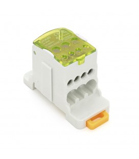 Параллельный разветвитель-сплиттер UKK80, 6 выходов (латунь) 4х6мм²+2х16мм², вход 1х16мм², AC/DC 1000V, 80А, 75*47*29,4 мм, YELL