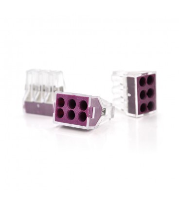 Самозажимная 6-проводная клемма WAGO K773-106 для распределительных коробок, 6-pin, прозрачно-фиолетовая