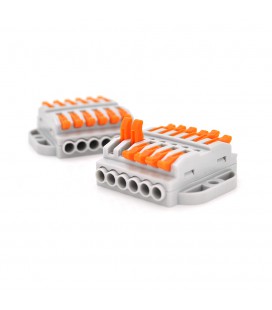 Клеммная колодка с нажимными зажимами 6-проводная WAGO K223-6P для распределительных коробок, 6-pin, проходная, серая