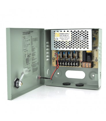 Импульсный блок питания 12V-5A/4CH в боксе с замком перфорированный, 4-х канальный, Q30