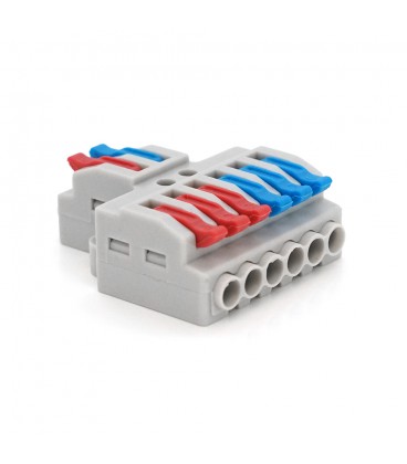 Клемна колодка з нажімнимі зажимами 2х6-дроти, 400В 32А, 0.08- 4мм2, SPL-62, gray