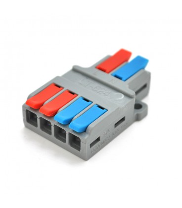 Клеммная колодка с нажимными зажимами 2х4-провода LT-624 для распределительных коробок, 450V/32A, cерая