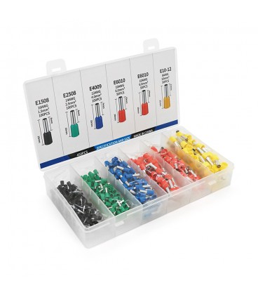 Набір клем/наконечників 450шт(E2508g-100,E1508bl-100,E4009b-100,E6010r-100,E1012y-50)в боксі