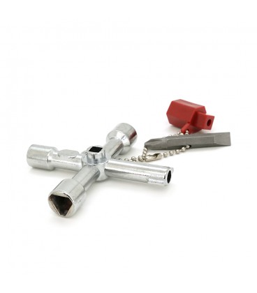 Ключ універсальний для електро та телекомунікаційних шаф (квадрат 6-8 мм, трикутник 10 мм, колесо з крильцями 6мм, біта +,-).