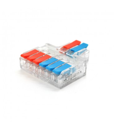 Клемна колодка з нажімнимі зажимами 2х6-дроти LT-626T для розподільних коробок, 450V / 32A, прозора