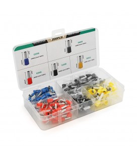 Набір клем/наконечників 200шт(E4009gr-50,E2508r+b-50/2,E1508bl-30,E6012y-20)у боксі