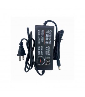 Імпульсний адаптер живлення з регулюванням напруги 3В-24В 2А штекер 5.5/2.5 довжина, LED, Black