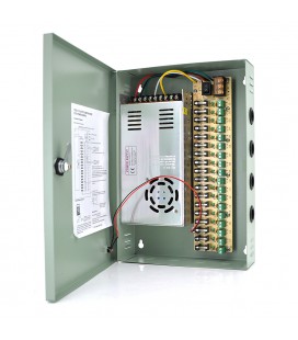 Импульсный блок питания 12V-30A/18CH в боксе с замком перфорированный, 18-ти канальный, Q14