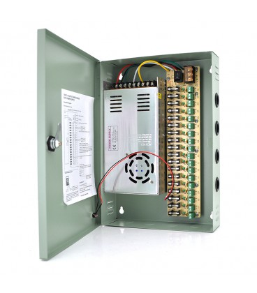 Імпульсний блок живлення 12V-30A / 18CH в боксі з замком перфорований, 18-ти канальний, Q14