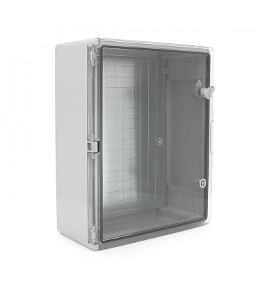 Бокс міцний з ABS пластику з монтажною панеллю 500х400х180, з прозорими дверцятами, IP65