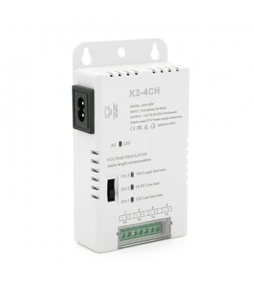 Імпульсний блок живлення з регулюванням напруги 12/13,5/15V-4.2A/4CH по 1А, у пластиковому корпусі, 4-х канальний