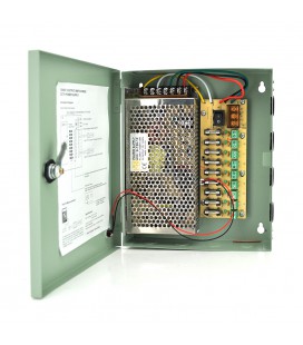 Импульсный блок питания 12V-10A/9CH в боксе с замком перфорированный, 9-ти канальный, Q20