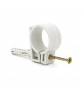 Обойма з ударним шурупом для гофри/труби білий/сірий 25-27мм (пач. 25шт. ціна за пачку)