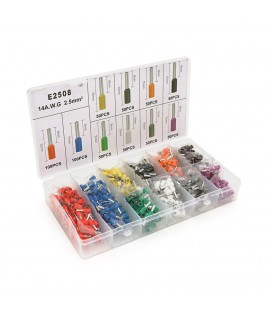 Набір клем/наконечників 600шт VE2508 (R-100, B-100, Y-50, Bl-50, O-50, P-50, G-50, W-50, Gr-50, V-50) боксі