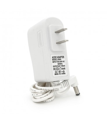 Импульсный адаптер питания 24В 0,65А (15.6Вт) штекер 5.5/2.5 длина 1м, Q50, White, 90° разъем, Q100