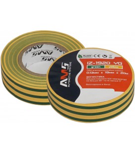 Изолента AMS IZ-1920 YG глянцевая 0,13х19мм, 20м желто-зеленая ПВХ (0+80 ℃) цена за 1шт