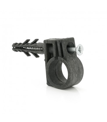 Обойма с ударным шурупом для гофры/трубы черное 15-16мм (пач. 50шт. цена за пачку)