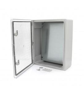 Бокс міцний з ABS пластику з монтажною панеллю 500х350х190, з прозорими дверцятами, IP65