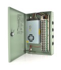 Імпульсний блок живлення 12V-20A / 18CH в боксі з замком перфорований, 18-ти канальний