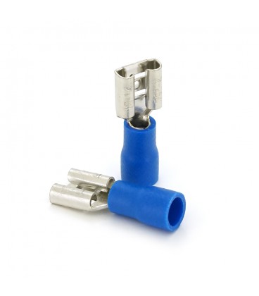 Роз'єм вібростійкий плоский FDD2-250, провід 1.5-2.5, ізольований, максимальний струм 15А, під обтискання, латунь, 100шт в упако