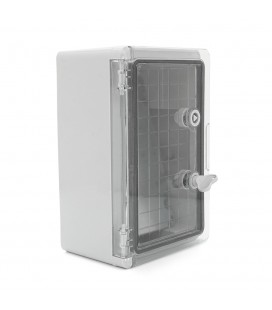 Бокс міцний з ABS пластику з монтажною панеллю 300х200х130, з прозорими дверцятами, IP65