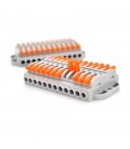 Клемна колодка з натискними затискачами 12-провідна WAGO K223-12P для розподільних коробок, 12-pin, прохідна, сіра