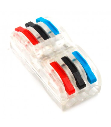 Клеммная колодка с нажимными зажимами 3-проводная SPL-3 для распределительных коробок, 3-pin, проходная, прозрачная