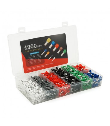 Набор клемм/наконечников 1900шт (E0508w-500, E7508g-400, E1008r-350, E1508bl-300, E2508b-300, E4009g-60, E6012r-40) в боксе