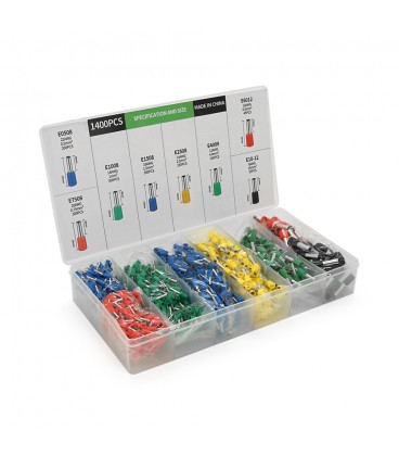 Набор клемм/наконечников 1400шт(E0508b-200 E2508y-230,E1008g-300,E1508b-300,E4009g-100,E7508r-200,E6012r-45,E1012bl-25)в боксе