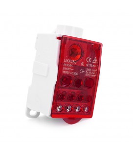 Параллельный разветвитель-сплиттер проводов UKK250, 11 выходов (латунь) 2х35мм²+5х16мм²+4х10мм², вход 1х120мм², AC/DC 1000V, 250