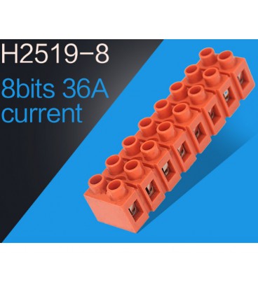 Клемний блок H2519-8P 36A/660V, матеріал мідь, переріз дроту 0.5-6мм2