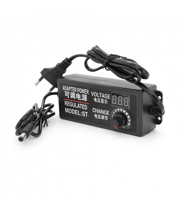 Импульсный адаптер питания с регулировкой напряжения 3В-24В 3А штекер 5.5/2.5 длина, LED, Black