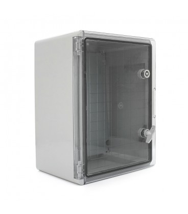 Бокс міцний з ABS пластику з монтажною панеллю 400х300х220, з прозорими дверцятами, IP65