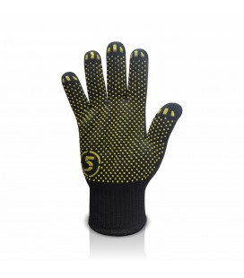 Перчатки трикотажные 5 хлопок/полиэстеровые, класс 10 ПВХ нанесение, черные цена за 10 пар