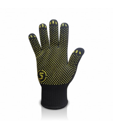 Перчатки трикотажные 5 хлопок/полиэстеровые, класс 10 ПВХ нанесение, черные цена за 10 пар