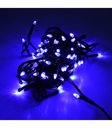 Гірлянди 100LED (Свічка) Blue, 8 режимів, 5 метрів, чорна ізоляція, BOX