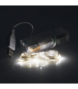 Гірлянди 50LED, 1 режим, 5 метрів, прозора ізоляція, живлення від 3*АА, White Hot, ОЕМ