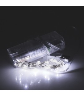 Гірлянди 100LED, 1 режим, 10 метрів, прозора ізоляція, живлення від 3*АА, White, ОЕМ