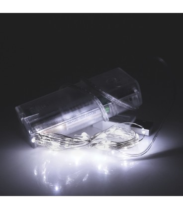 Гірлянди 30LED, 1 режим, 3 метри, прозора ізоляція, живлення від 2 * АА, White, BOX
