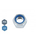 Гайка М8 самоконтрящая с нейлоновым кольцом класс прочности 10.0 DIN 985