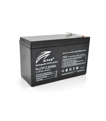 Аккумуляторная батарея Ritar LiFePO4 12,8V 6Ah (76,8Wh) BMS3A@4S ( 150 x 65 x 95 (100), 0,82kg Q10