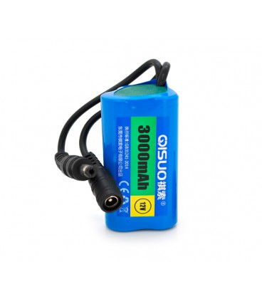 Аккумуляторная батарея литиевая QiSuo 12V 3A с элементами Li-ion 18650, DC5.5x2.1, (37x37x67mm)