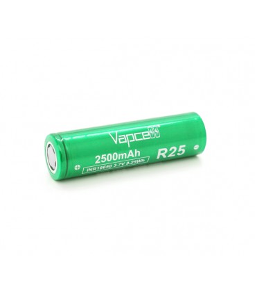 Аккумулятор 18650 Li-Ion Vapcell INR18650 R25, 2500mAh, 20A, 4.2/3.6/2.5V, Green