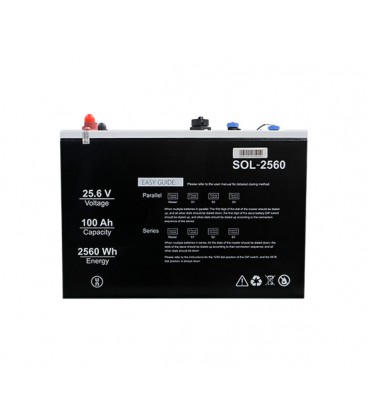 Аккумуляторная батарея SOLINVED LiFePO4 25,6V 100Ah,(50/100A) 360x260x250mm, 22.9kg