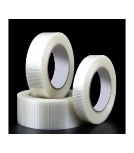 Скотч армированный прозрачный (сверхпрочный/сетка), ширина 35 мм, длина 50 м