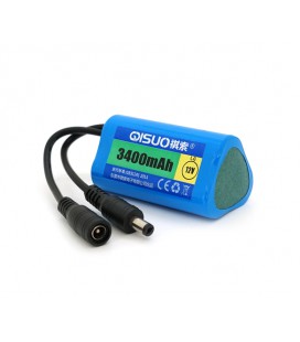 Аккумуляторная батарея литиевая QiSuo 12V 3.4A с элементами Li-ion LG 18650, DC5.5x2.1, (37x37x67mm)