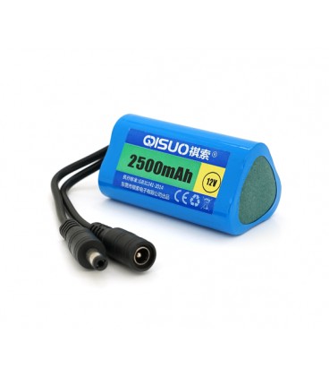 Аккумуляторная батарея литиевая QiSuo 12V 2.5A с элементами Li-ion 18650, DC5.5x2.1, (37x37x67mm)