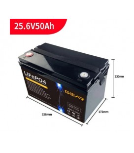 Литий-железо-фосфатный аккумулятор GEAR LiFePO4 25.6V 50AH (BMS-50A/50A), (328x230x172), 10.5kg до 6000 циклов, Q1