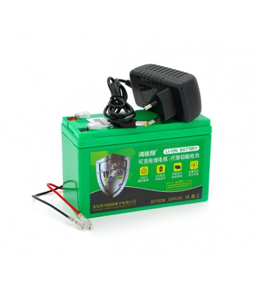 Аккумуляторная батарея литиевая 12 V 14A с элементами Li-ion 18650 (150X65X94) вес 0,966 кг + зарядное устройство 12,6V 2A